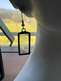 Upcycled Clear Glue Chip Glass 1” Rectangle Earrings