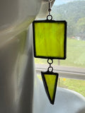 Wispy Chartreuse Geometric Combo Stained Glass Earrings