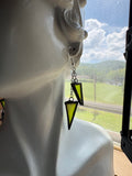 3” Wispy Chartreuse Stained Glass Chain Drop Earrings