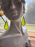 Wispy Chartreuse 2” Kite Stained Glass Earrings