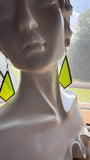 Wispy Chartreuse 2” Kite Stained Glass Earrings
