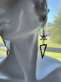 3” Iridescent Clear Chain Drop Earrings with Crossbones