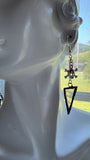 3” Iridescent Clear Chain Drop Earrings with Crossbones