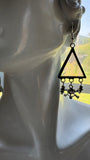 1” Iridescent Clear Triangle Earrings with Crossbones