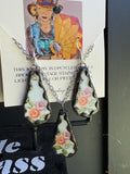 Abingdon Rose China Necklace and Earring Set