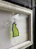 3” Upcycled Stained Glass Green Cat