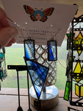 Cobalt Swirl Stained Glass Earring and  Necklace Set
