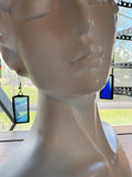 1” Rectangle Cobalt Swirl Stained Glass Earrings