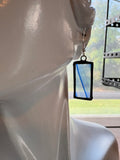 1” Rectangle Cobalt Swirl Stained Glass Earrings