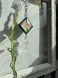 Mini Vintage Bevel and Green Stained Glass Pressed Flower Rainbow Maker