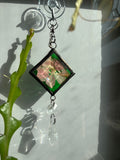 Mini Vintage Bevel and Green Stained Glass Pressed Flower Rainbow Maker