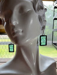 1” Rectangle Mint Stained Glass Earrings
