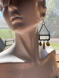 1” Clear Florentine Rectangle with Abalone Earrings