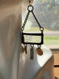 1” Clear Florentine Rectangle with Abalone Earrings