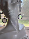 Upcycled Opalescent White Circle Earrings