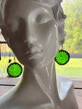 1.25” Green Florentine Circle Stained Glass Earrings