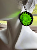 1.25” Green Florentine Circle Stained Glass Earrings