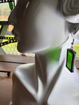 1” Green Florentine Rectangle Stained Glass Earrings