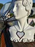 Upcycled Iridescent Clear Heart Necklace
