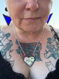 Upcycled Iridescent Clear Heart Necklace
