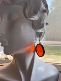 1.25” Orange Circle  Stained Glass Earrings