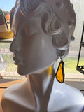 1.5” Dew Drop Upcycled Textured Amber  Earrings