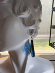 1.5” Dew Drop Upcycled Light Blue Stained Glass Earrings