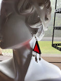 Vermilion Ripple Stained Glass Earrings with Crossbone Skulls