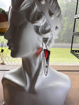 Vermilion Ripple Stained Glass Earrings with Chains