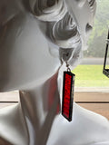 2” Vermilion Ripple Rectangle Stained Glass Earrings