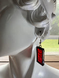 1” Vermilion Ripple Rectangle Stained Glass Earrings