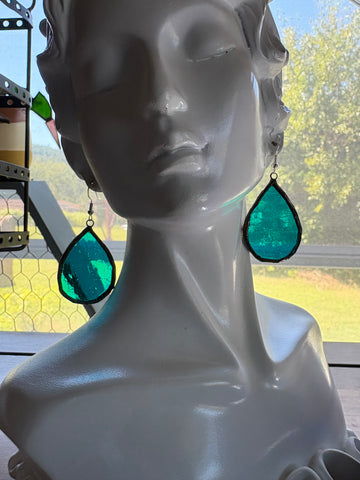 Teal 1.25” Onion Shape Earrings