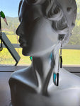 3” Teal Chain Drop Glass Earrings