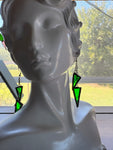 Upcycled Green Waterglass 3” Chaindrop Earrings