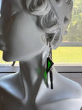 Upcycled Green Waterglass 3” Chaindrop Earrings