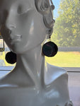 Reflective Black Stained Glass 1.25” Circle  Earrings