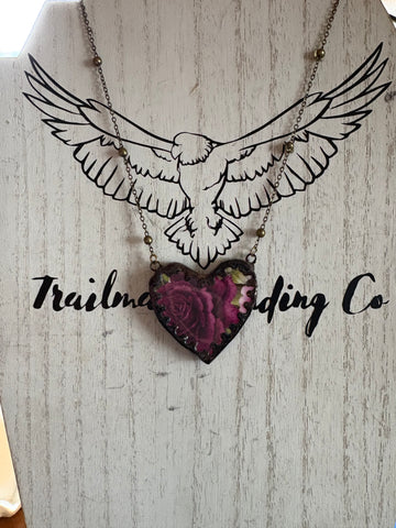 Rose China Heart Necklace
