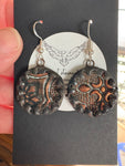 1” Circle Orange Van Gogh Stained Glass Earrings