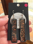 2” Rectangle Orange Van Gogh Stained Glass Earrings