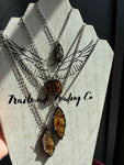 Upcycled Amber Stained Glass  Necklace