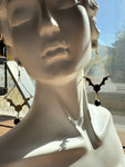 Brass Bats with Black Glass Bead Earrings