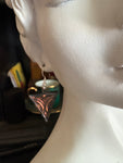 1” Triangle Orange Van Gogh Stained Glass Earrings