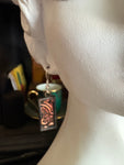 1” Rectangle Orange Van Gogh Stained Glass Earrings
