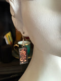 1” Rectangle Orange Van Gogh Stained Glass Earrings