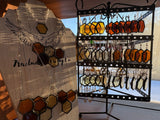 Yellow Amber Hexagon Stained Glass Earrings with Bees