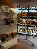 Hammered Amber Hexagon Stained Glass Earrings