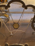 Yellow Amber Stained Glass Hexagon Necklace