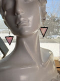 Opalescent Pink 1” Triangle Stained Glass Earrings