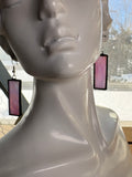 Opalescent Pink 1.5” Rectangle Stained Glass Earrings