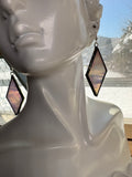 Opalescent Pink 2” Rhombus Stained Glass Earrings